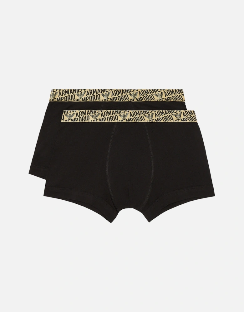 2-Pack Stretch Cotton Boxer Trunks Gift Pack, Black/Gold