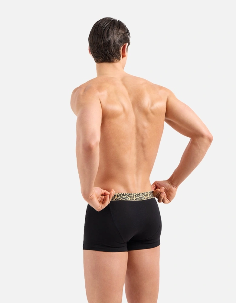 2-Pack Stretch Cotton Boxer Trunks Gift Pack, Black/Gold