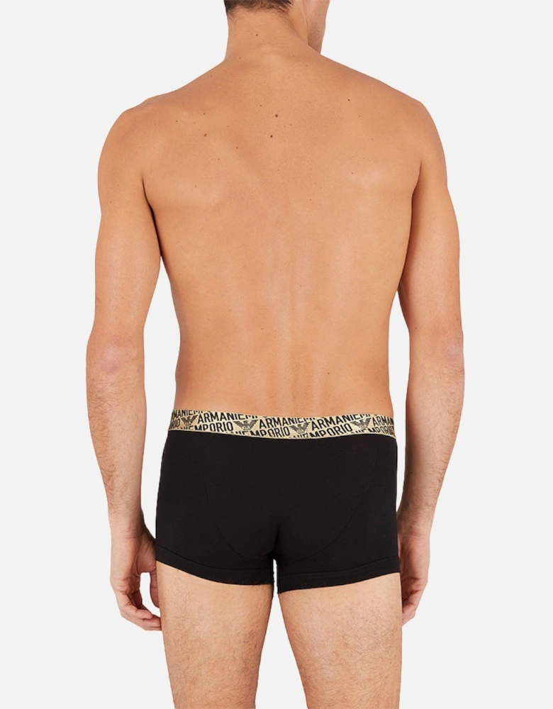 2-Pack Stretch Cotton Boxer Trunks Gift Pack, Black/Gold