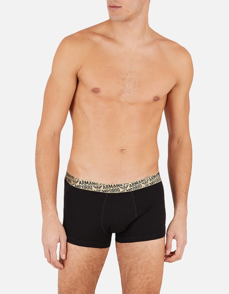 2-Pack Stretch Cotton Boxer Trunks Gift Pack, Black/Gold