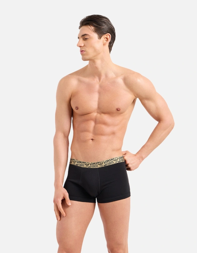 2-Pack Stretch Cotton Boxer Trunks Gift Pack, Black/Gold