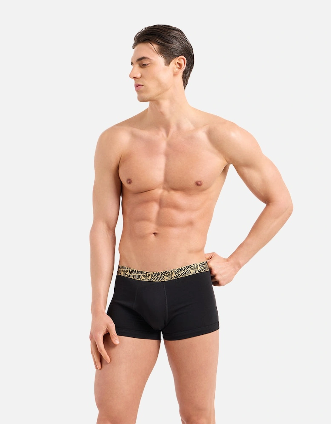 2-Pack Stretch Cotton Boxer Trunks Gift Pack, Black/Gold