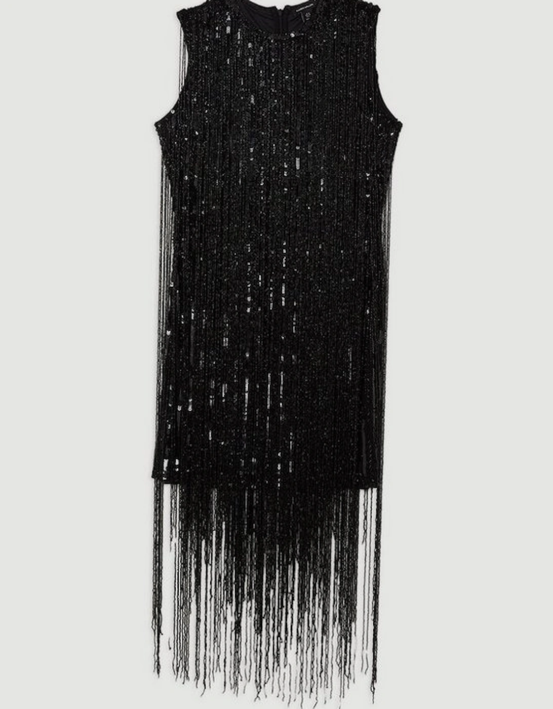 Beaded Fringed Sleeveless Woven Midi Dress