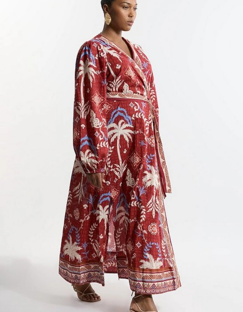 Plus Size Printed Cotton Voile Maxi Beach Dress