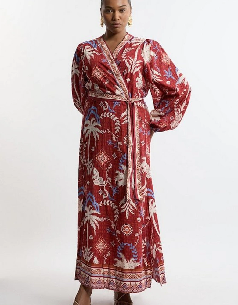 Plus Size Printed Cotton Voile Maxi Beach Dress