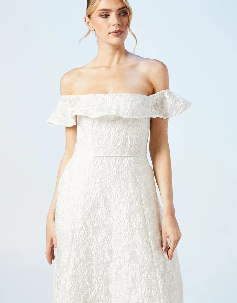 Bardot Jacquard Full Skirted Wedding Dress