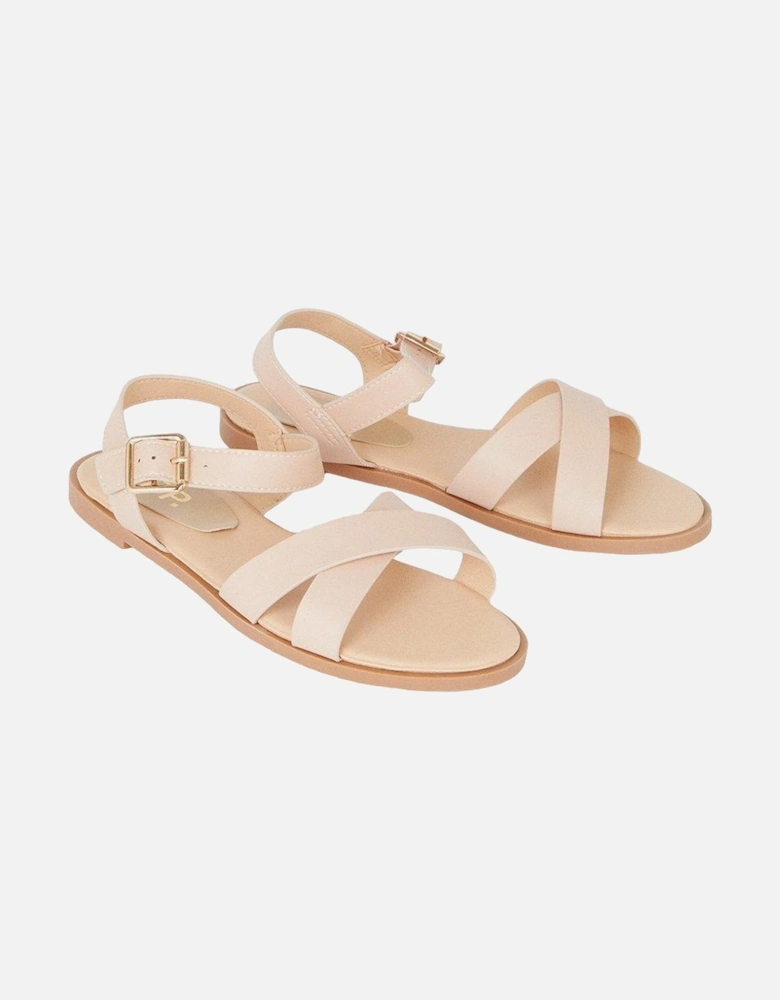 Womens/Ladies Florence Crossover Wide Flat Sandals