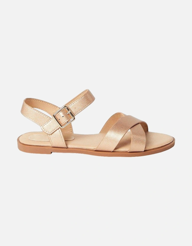 Womens/Ladies Florence Crossover Wide Flat Sandals