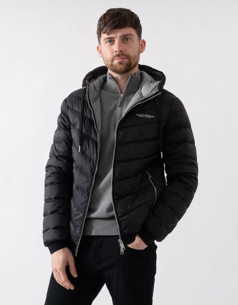 Milano/New York Logo Mens Hooded Down Jacket