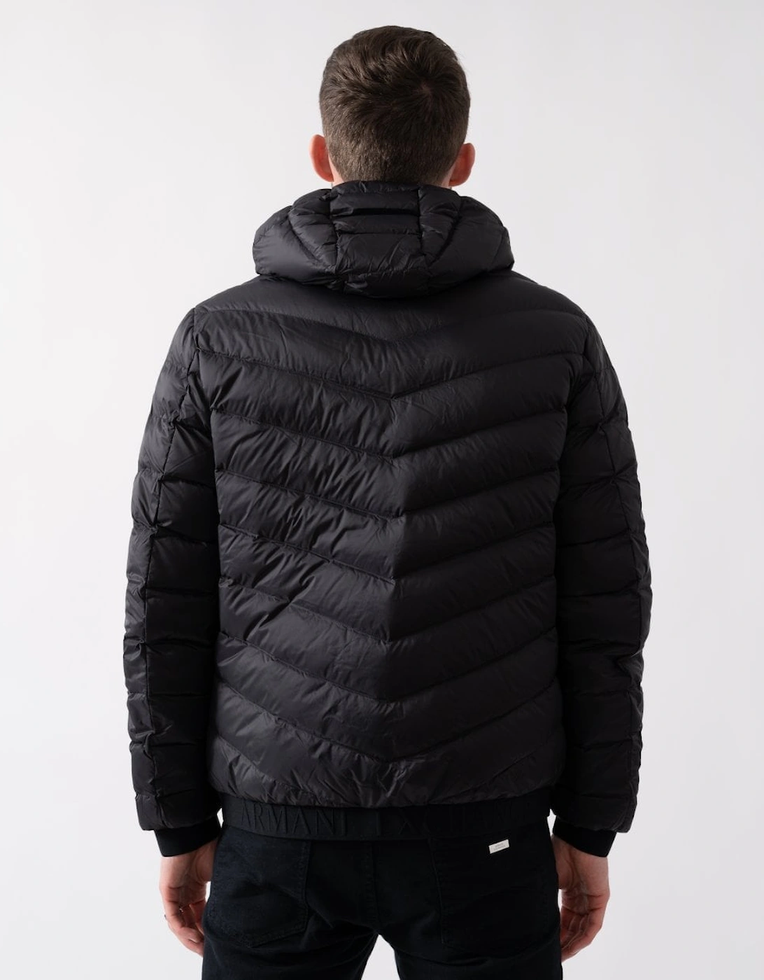 Milano/New York Logo Mens Hooded Down Jacket