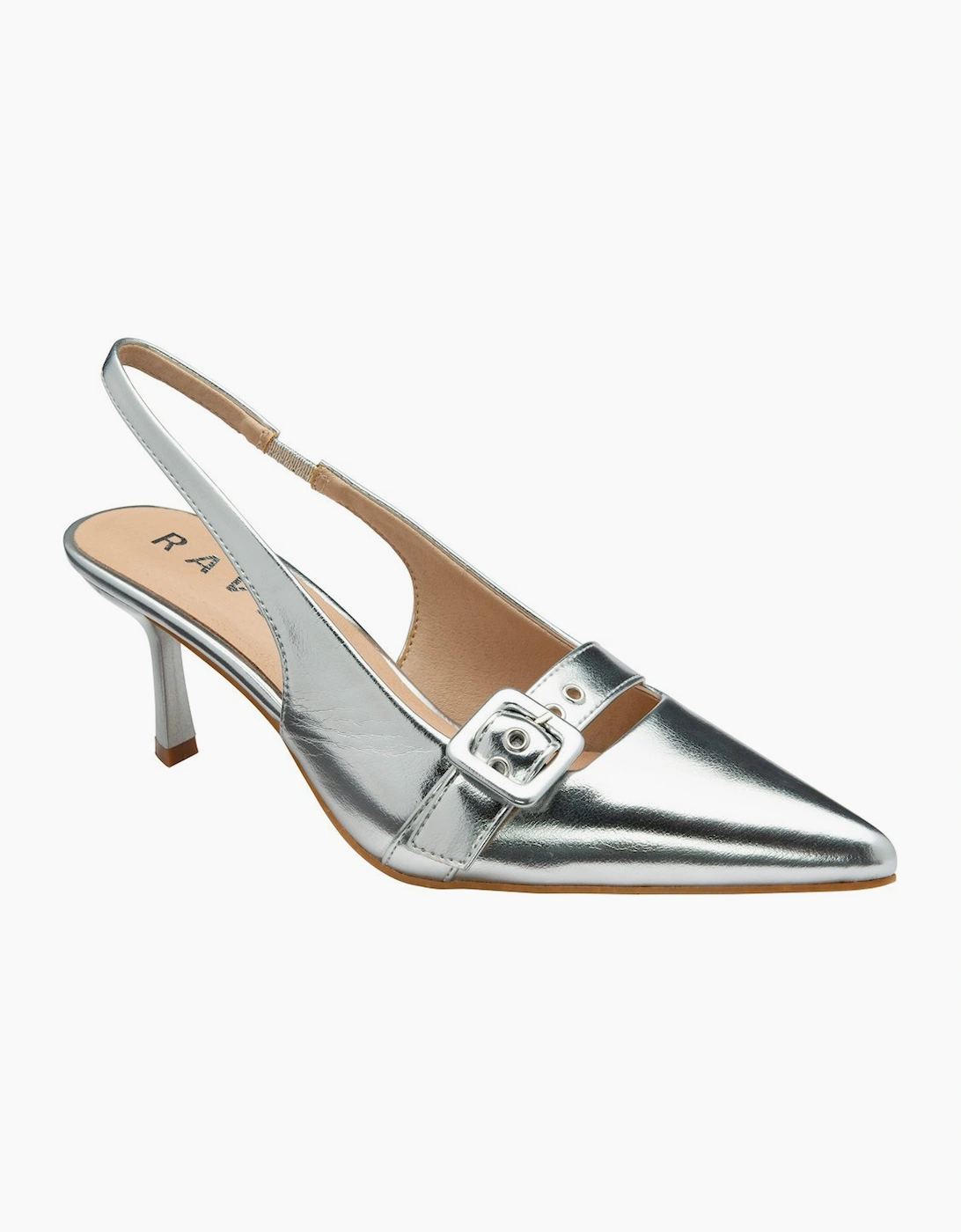 Ravel Women's Dalry Womens Slingback Court Shoes - Silver - Size: 3