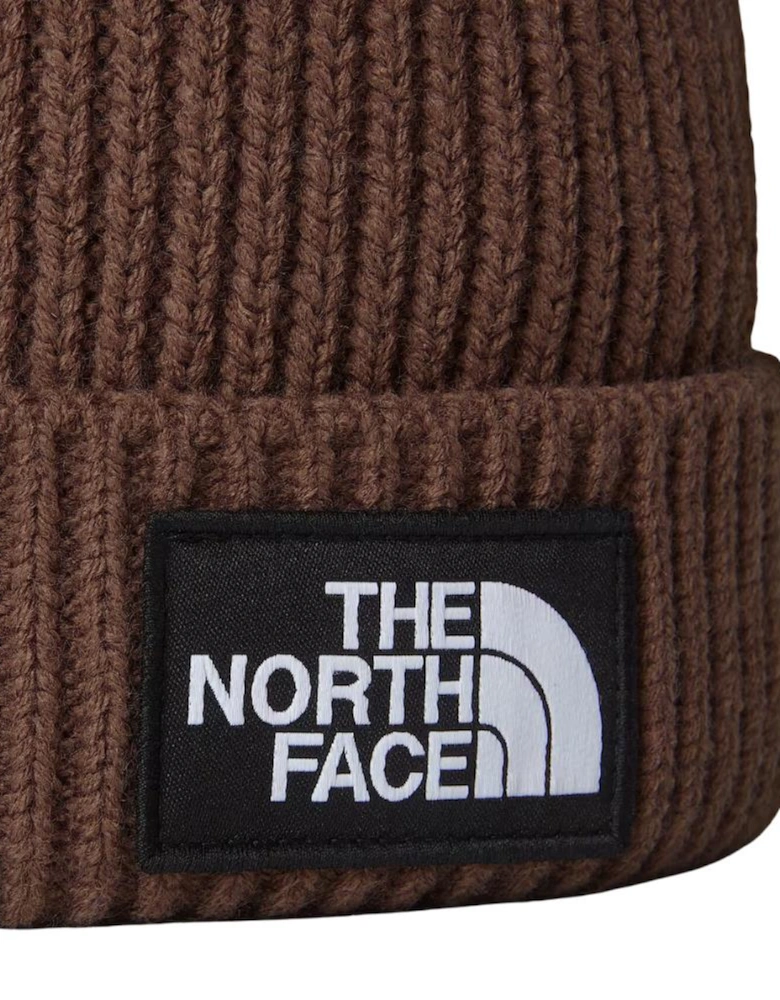 TNF Logo Box Cuffed Beanie - Smokey Brown