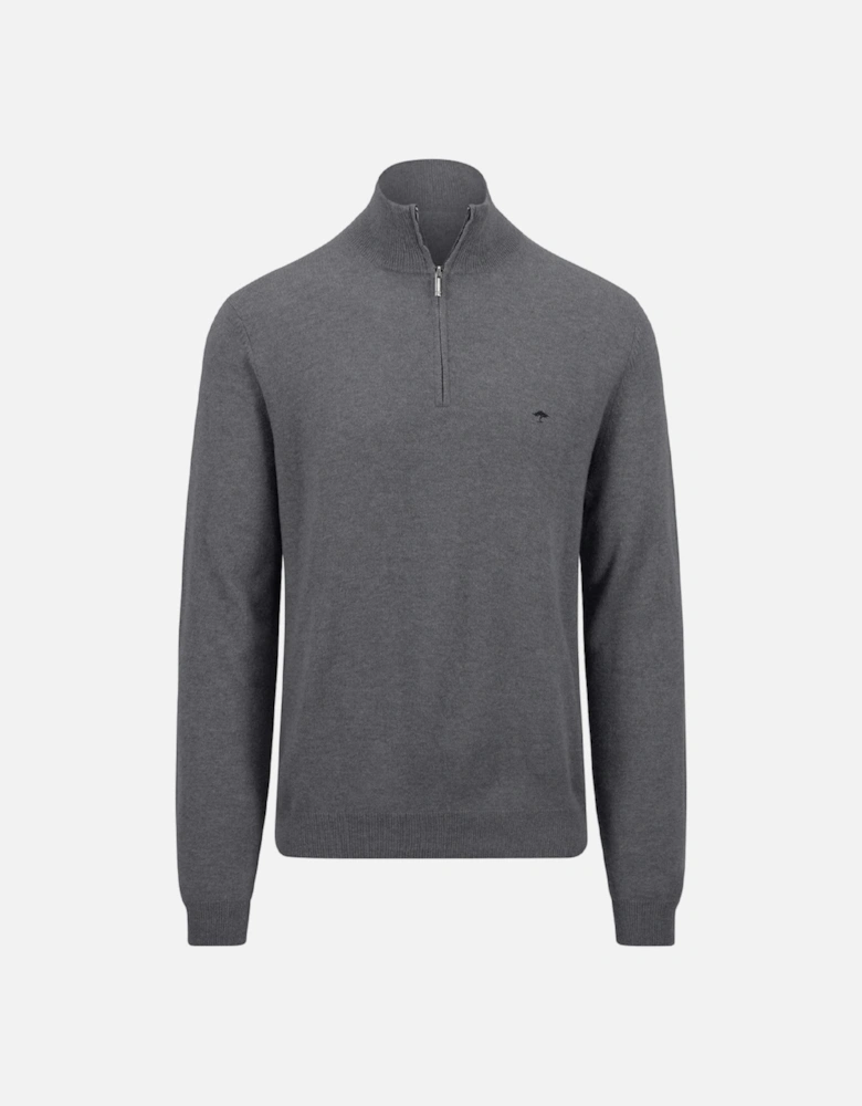 Fynch-Hatton Merino Cashmere Troyer-Zip Steel