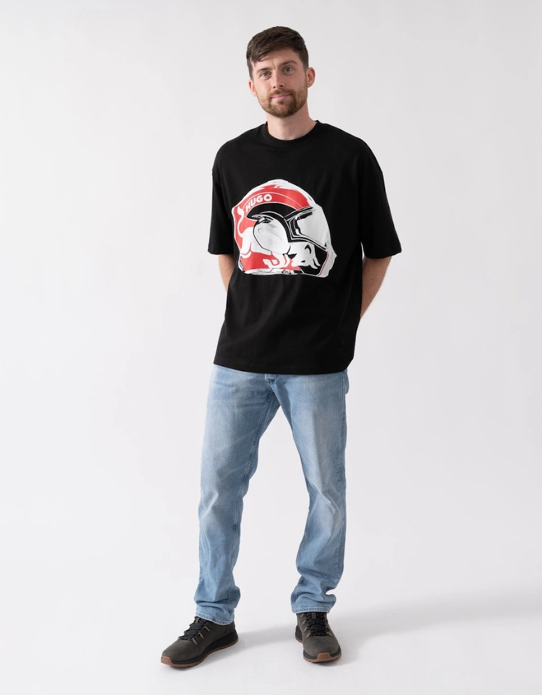 HUGO x RB Dit Mens T-Shirt with Red Bull Graphic Print