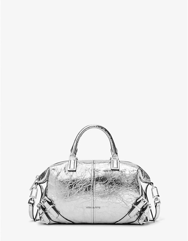 Darrington Metallic Small Crackled Leather Satchel