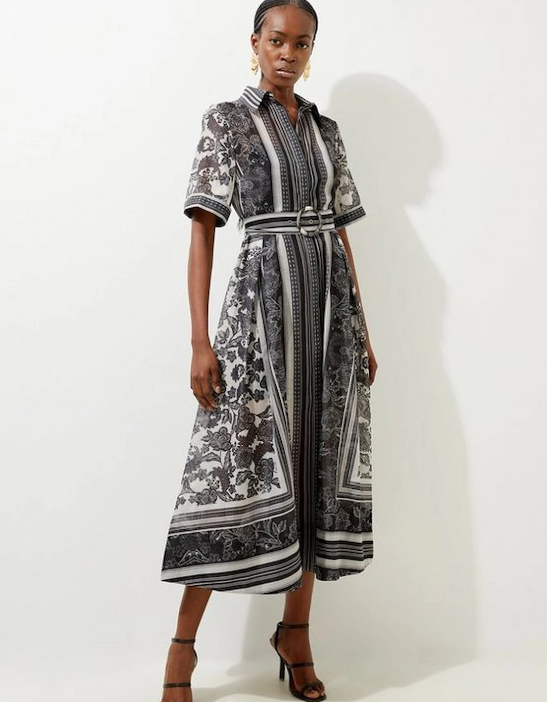 Tile Print Organdie Midaxi Shirt Dress, 5 of 4