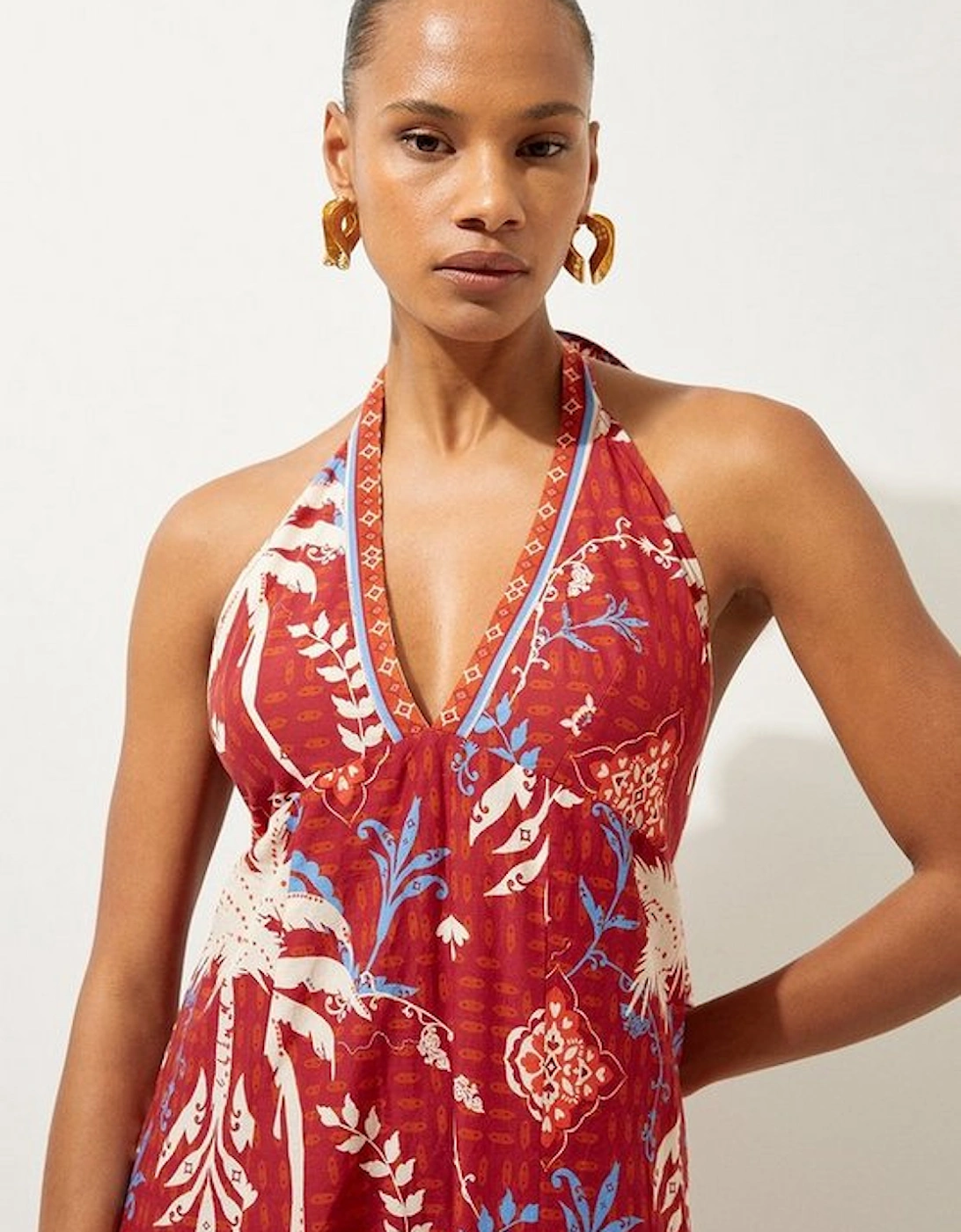 Printed Cotton Voile Strappy Maxi Beach Dress