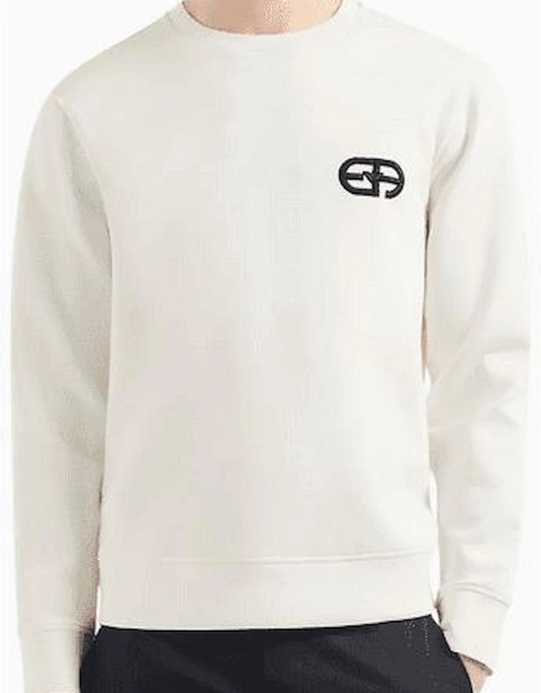 Cotton Embroidered Logo Beige Sweatshirt