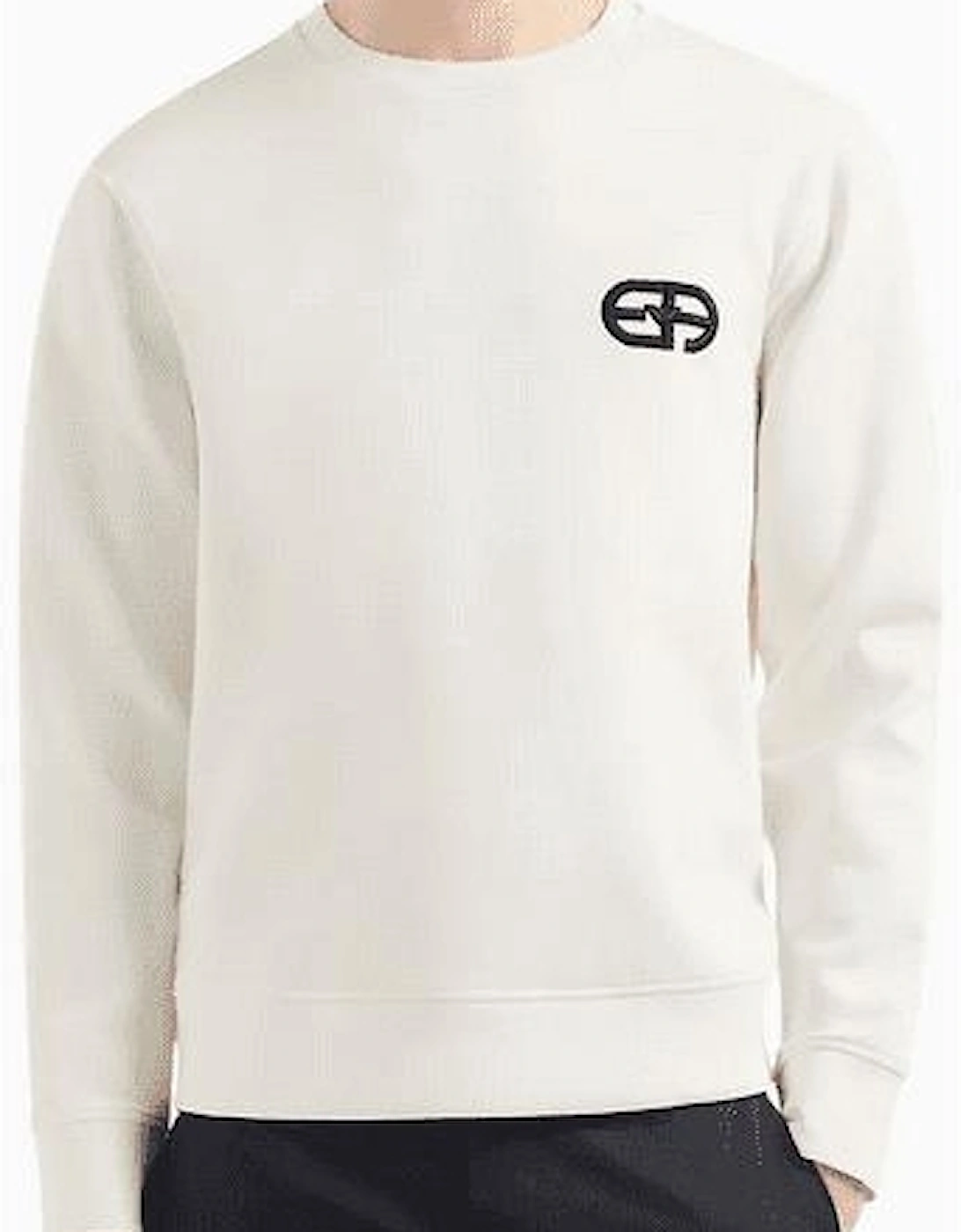 Cotton Embroidered Logo Beige Sweatshirt