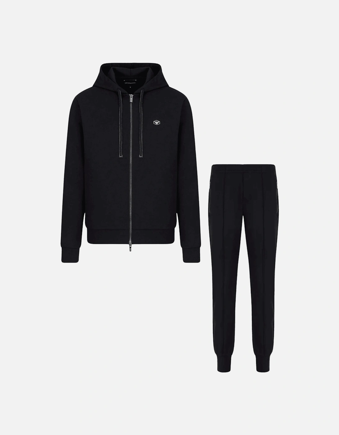 Cotton Logo Zip Up Hooded Navy Tracksuit, 6 of 5