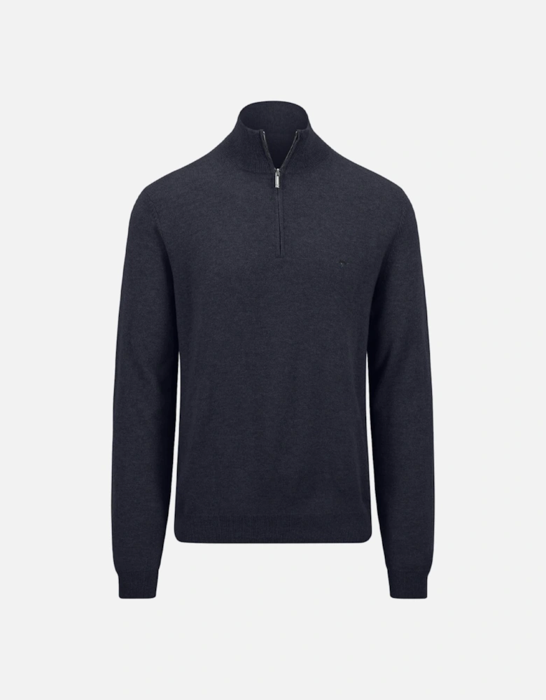 Fynch-Hatton Merino Cashmere Troyer-Zip Navy