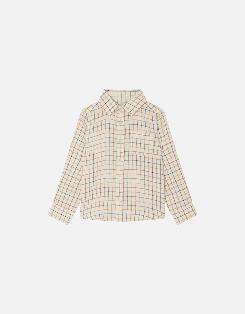 Boys Multi Tattersal Shirt - Brown