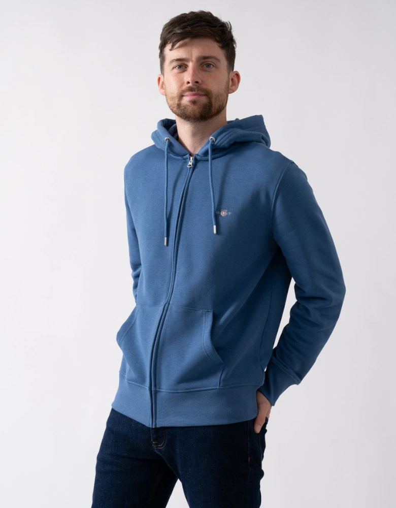 Mens Regular Fit Shield Logo Full Zip Hoodie