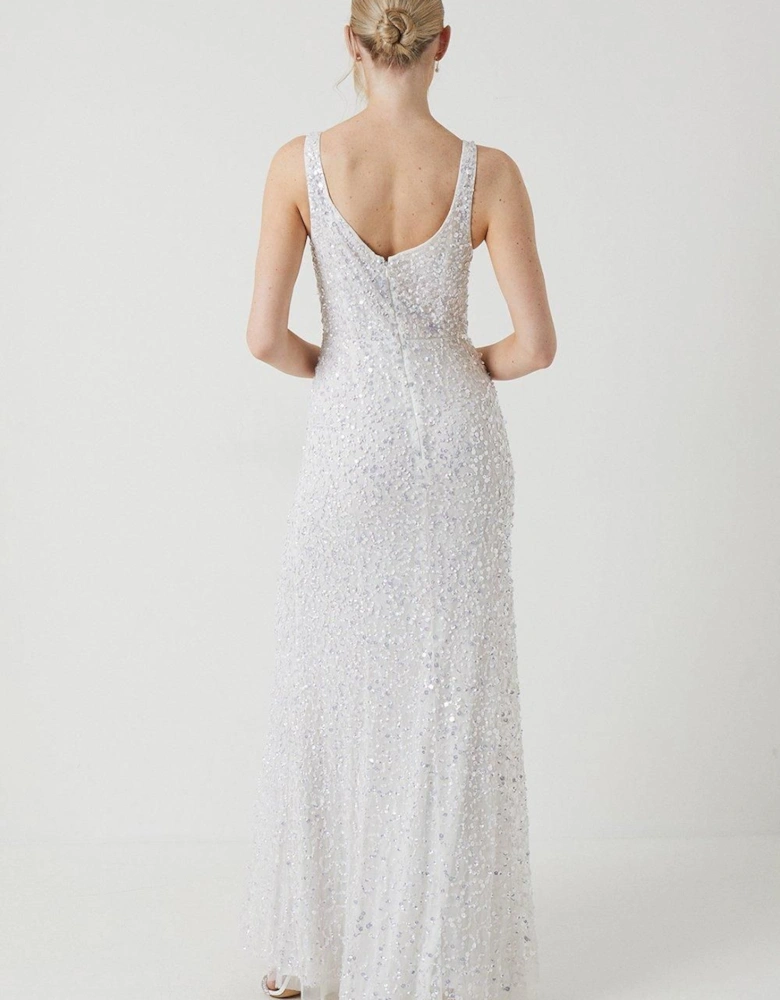 Allover Embellished Sequin Sweetheart Wedding Dress