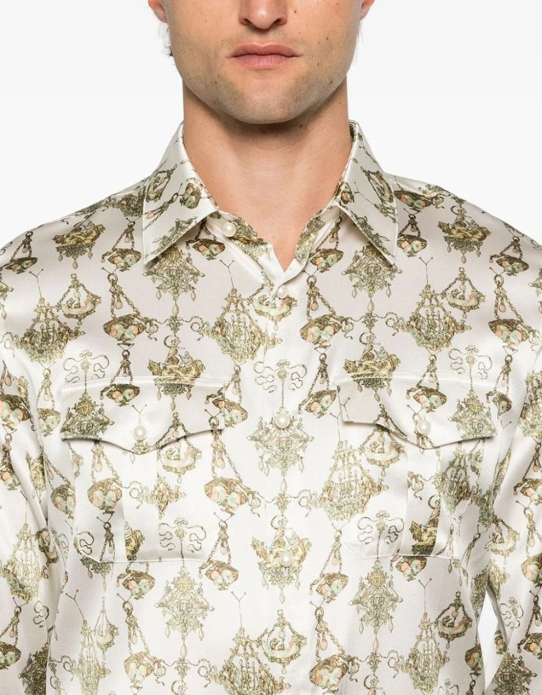 Printed Silk Shirt White