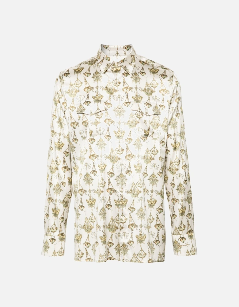 Printed Silk Shirt White