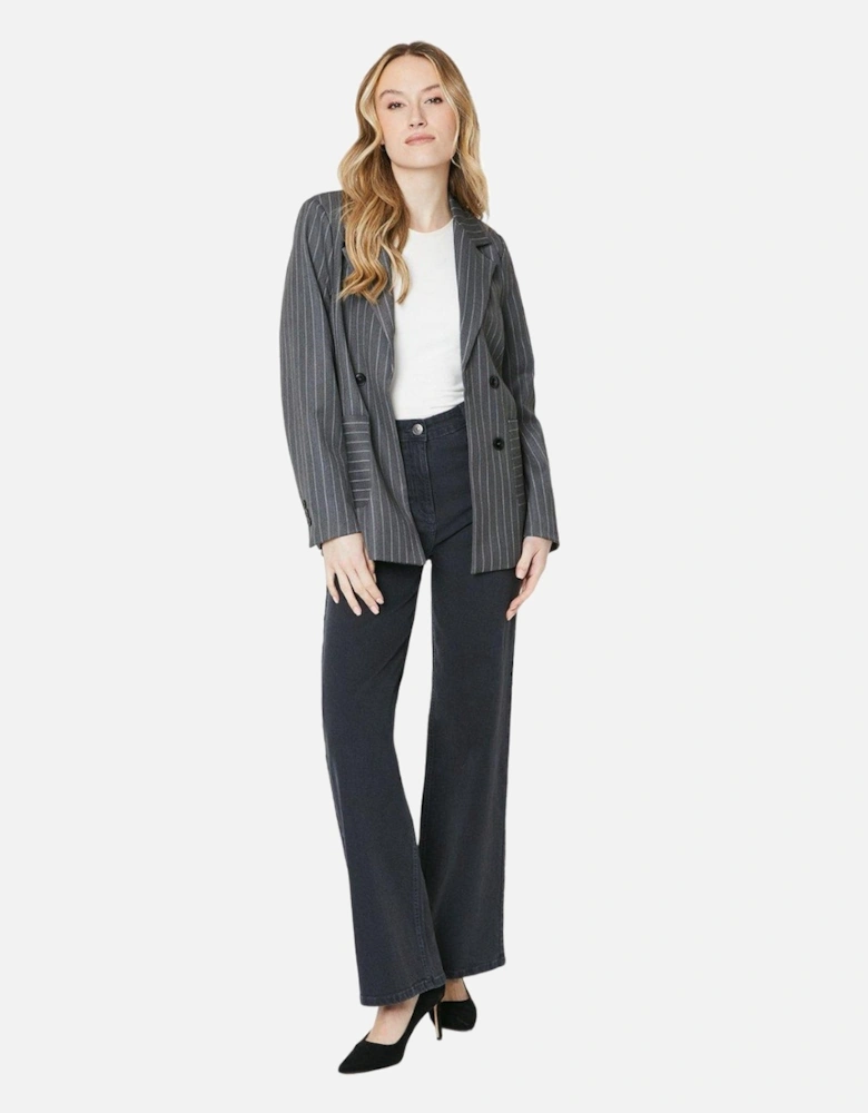 Womens/Ladies Stripe Patch Pocket Blazer