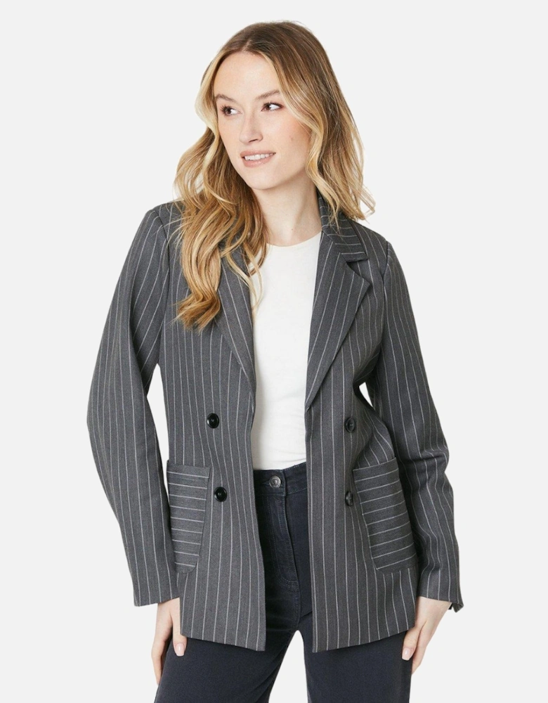 Womens/Ladies Stripe Patch Pocket Blazer