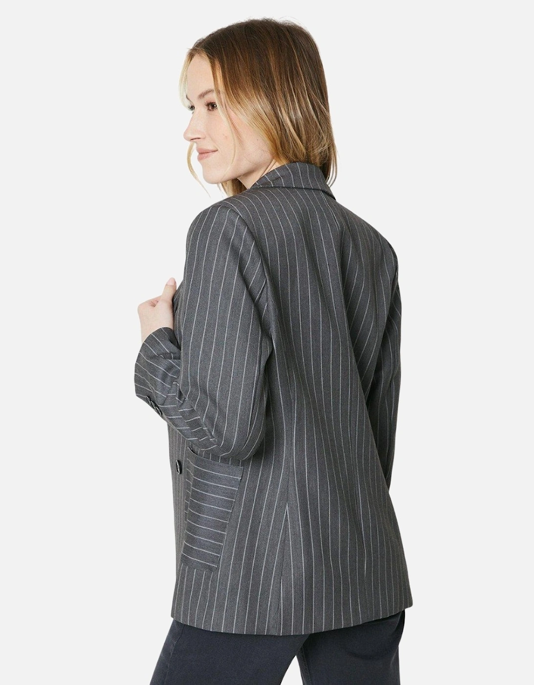 Womens/Ladies Stripe Patch Pocket Blazer