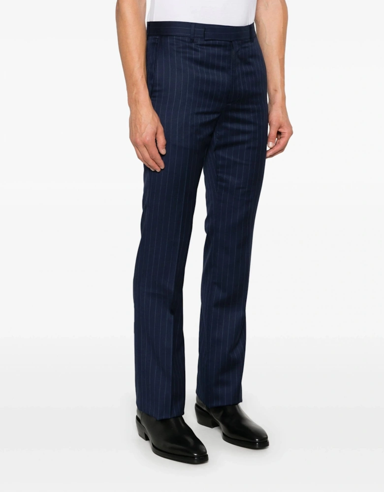 Virgin Wool Straight Leg Trousers Navy