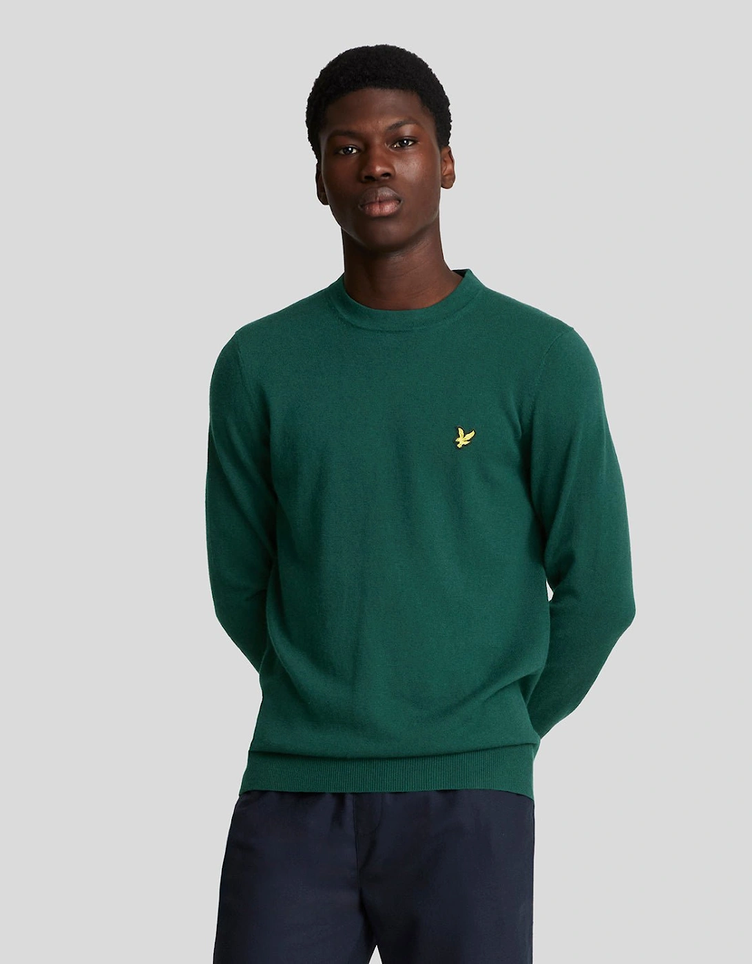 Lyle And Scott Men's Cotton Merino Crew Neck Jumper - Green - Size: 40