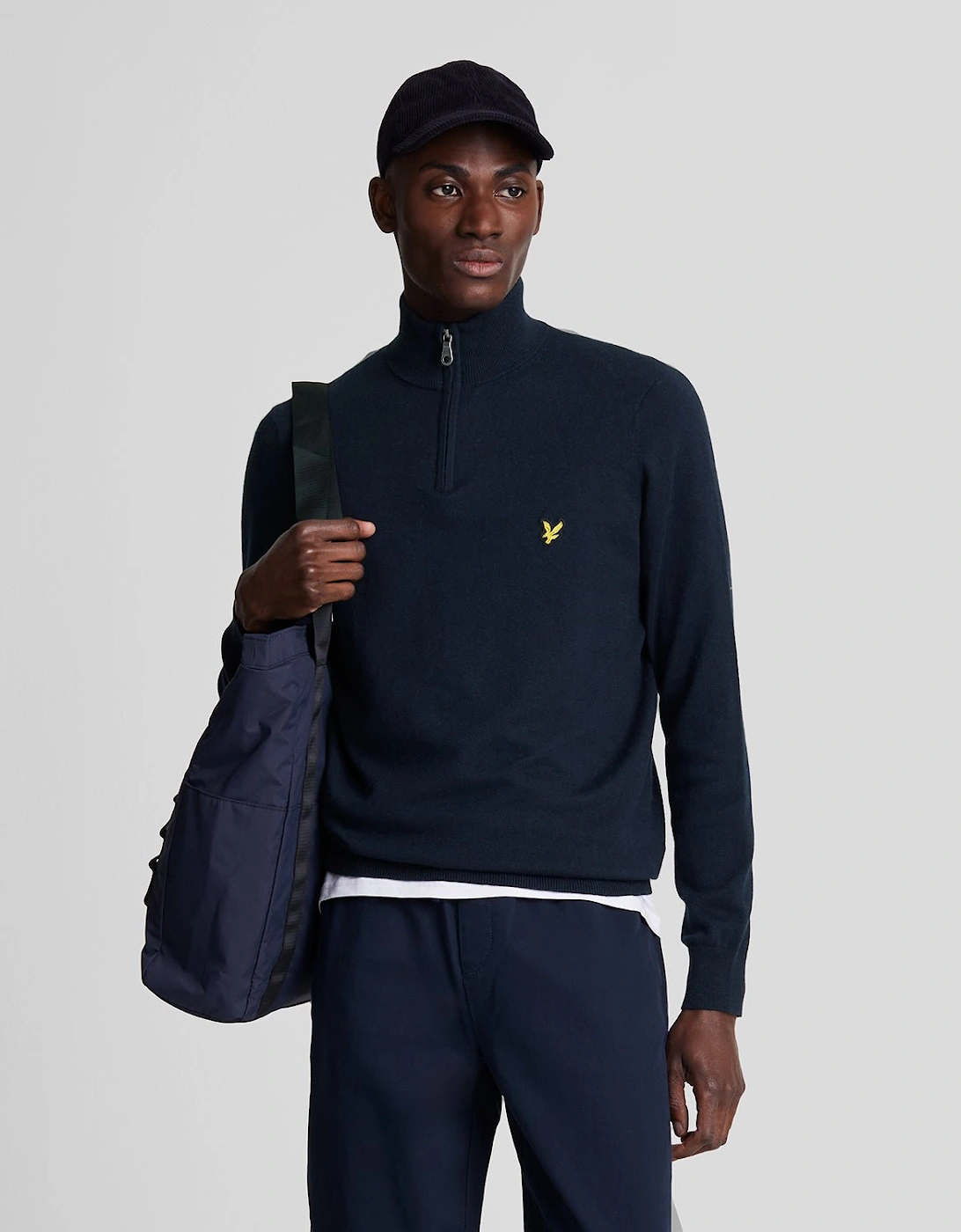 Lyle And Scott Men's Navy Cotton Merino 1/4 Zip Jumper - : L