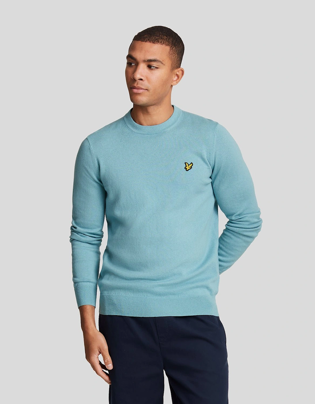 Lyle And Scott Mens Cotton Merino Crew Neck Jumper - Blue - Size: 44/Regular