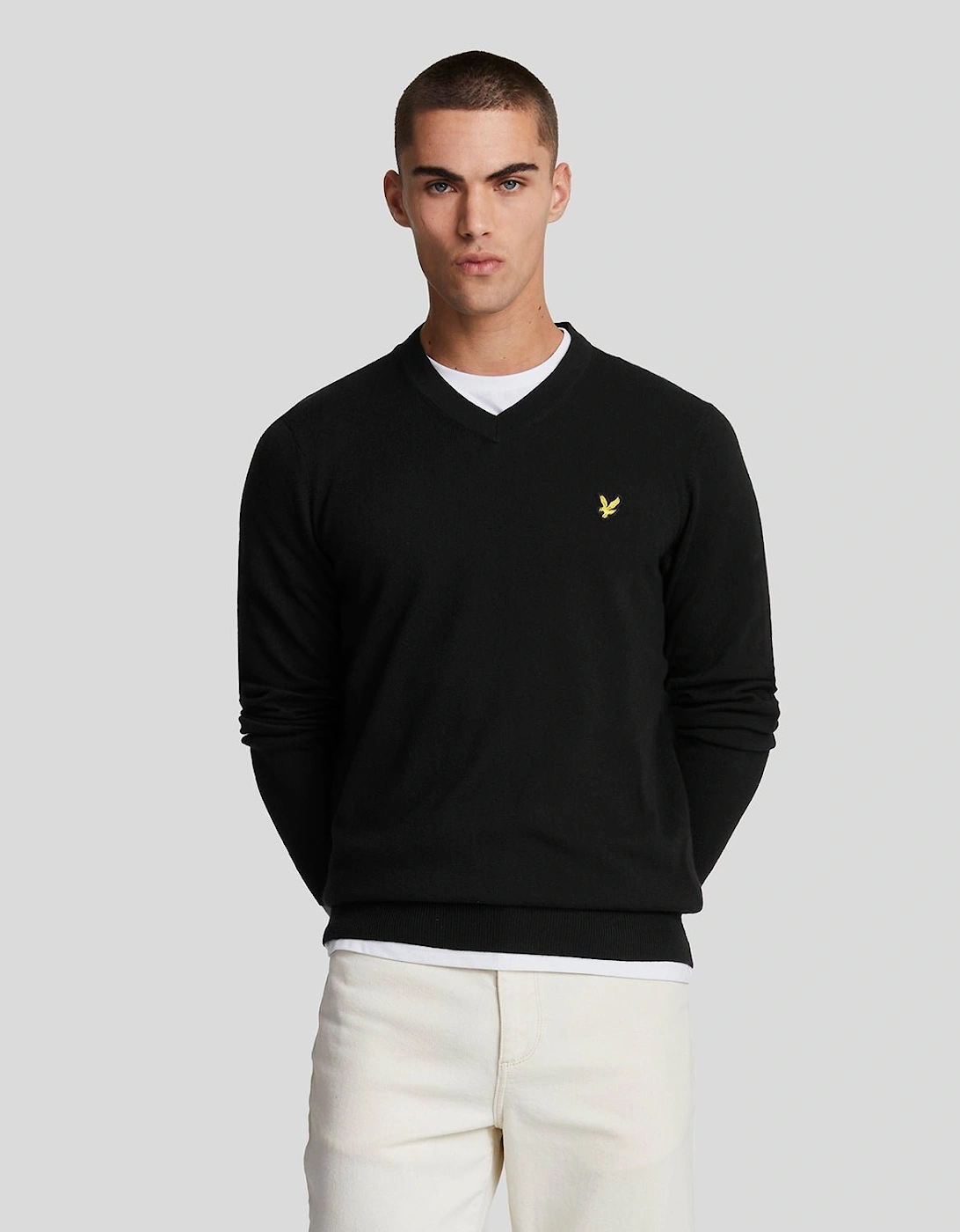 Lyle And Scott Men's Black Cotton Merino V Neck Jumper - : Xs
