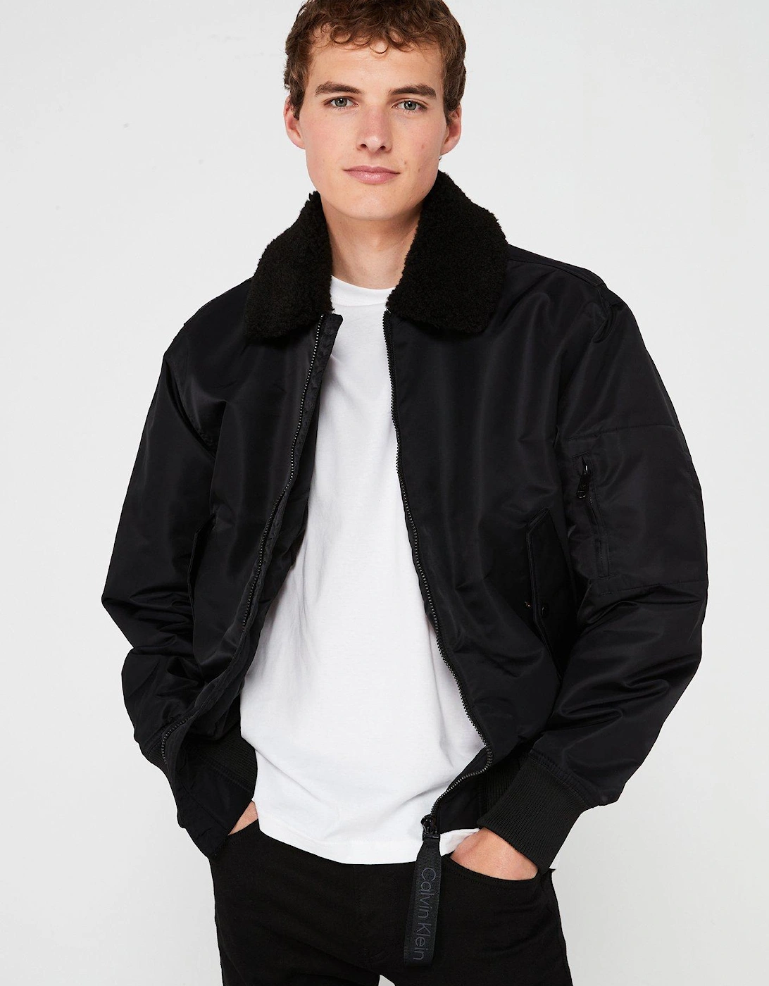 Aviator Sherpa Bomber Jacket - Black, 5 of 4