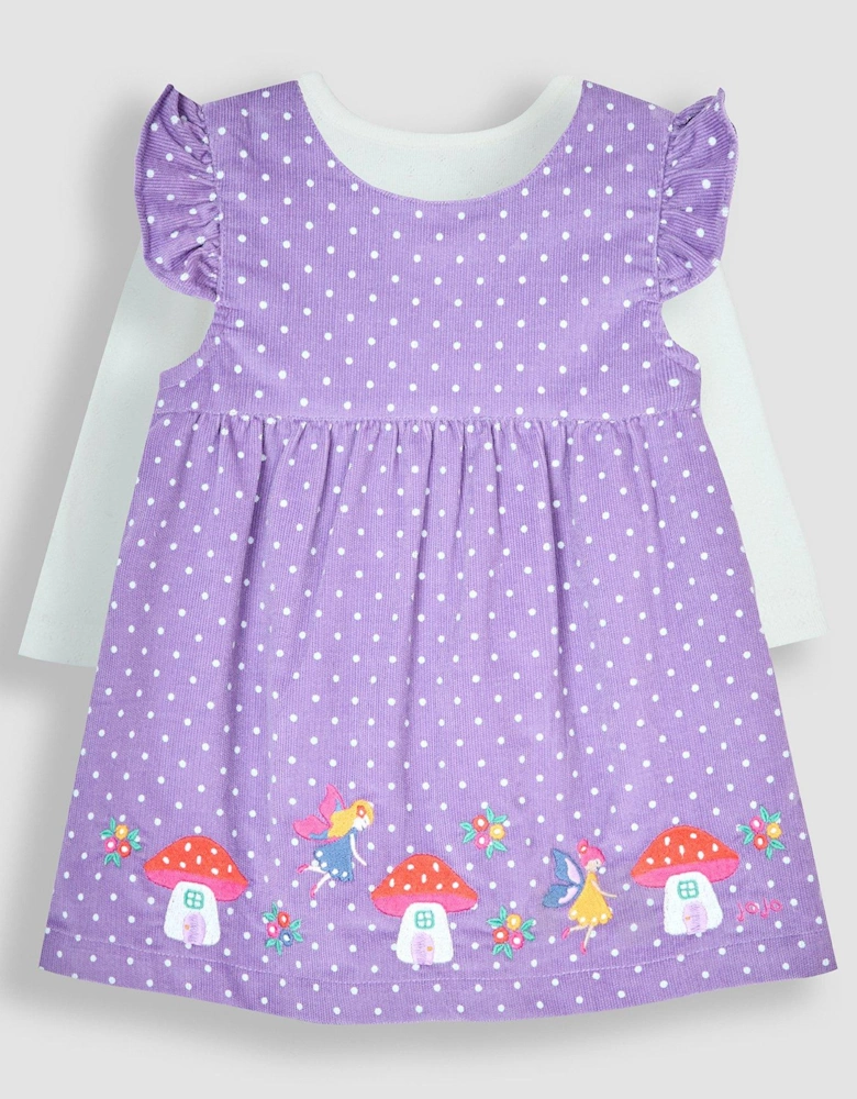 Girls Fairy Embroidered Co-ord Baby Dress & Body Set - Purple