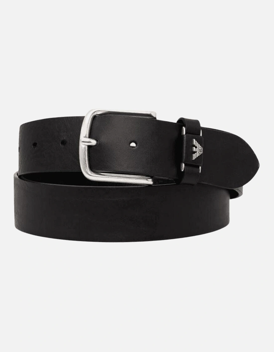 Eagle Logo Leather Black Belt, 4 of 3