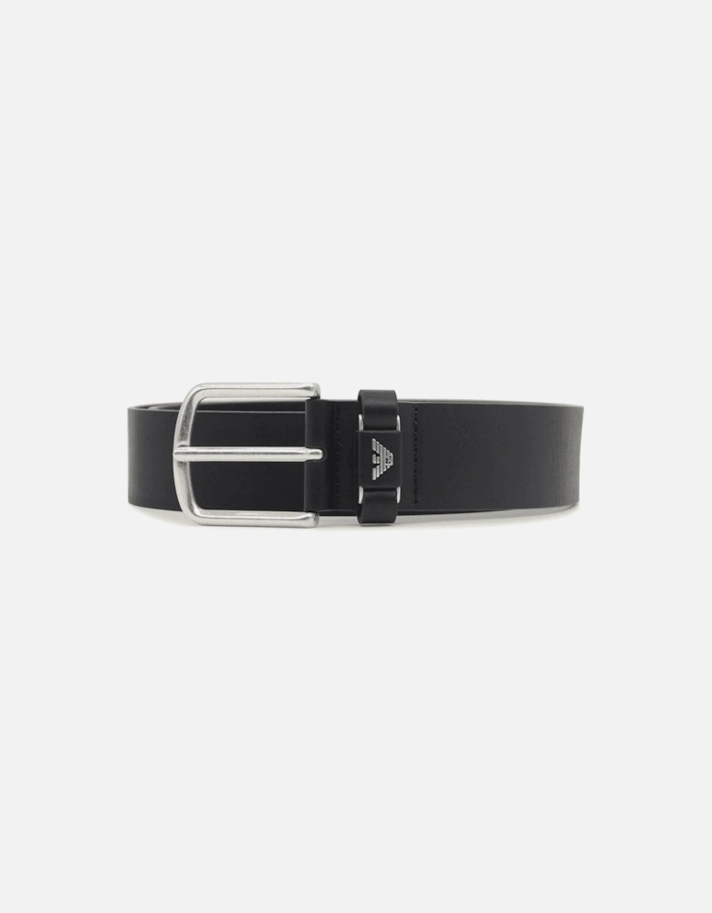 Eagle Logo Leather Black Belt