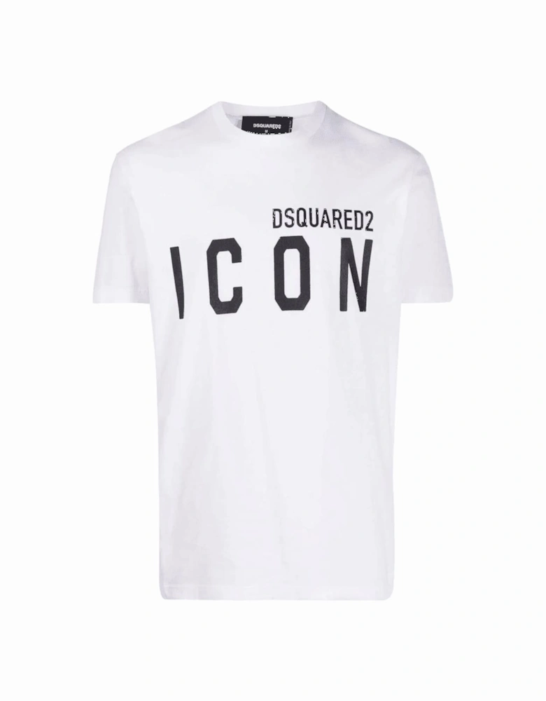 Icon Logo Print Slim Fit White T-Shirt