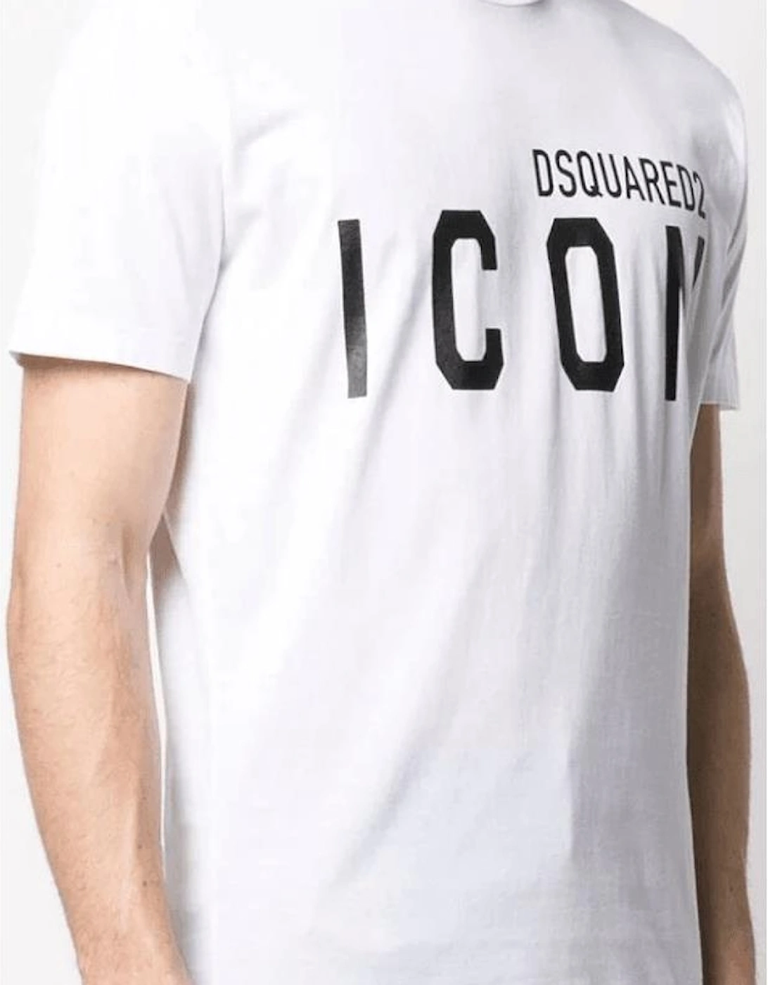 Icon Logo Print Slim Fit White T-Shirt