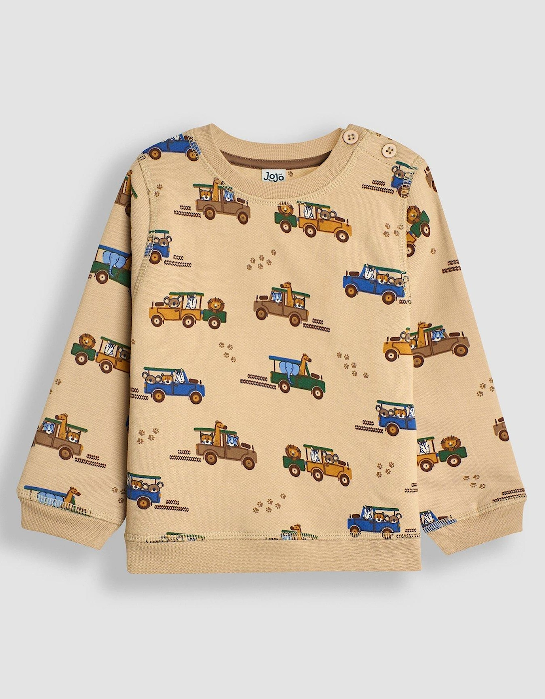 Boys Safari Jeep Printed Sweatshirt - Beige, 4 of 3