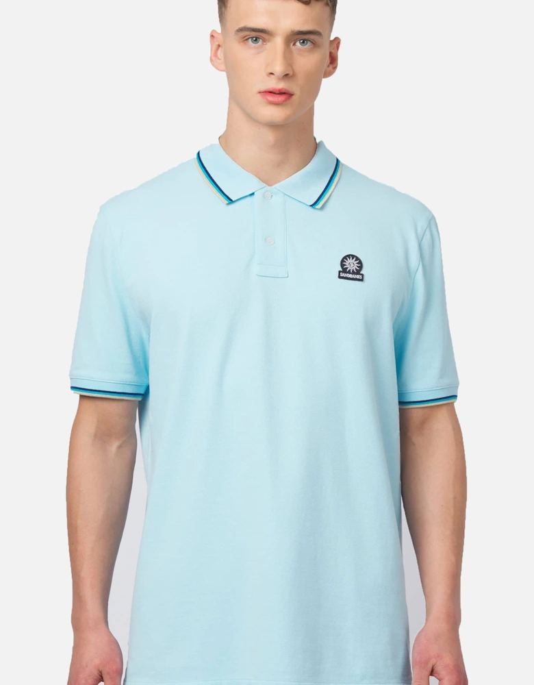 Badged Logo Polo Tipped Crystal Blue