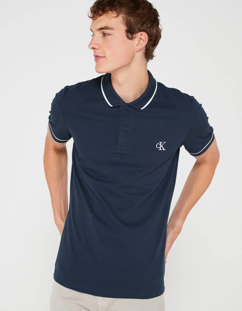 Tipping Slim Fit Polo Shirt - Blue