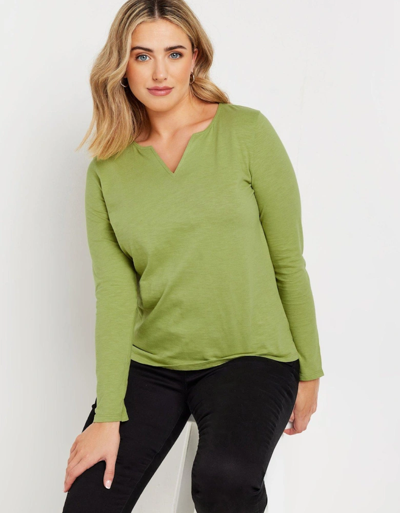 Long Sleeve Notch Neck Top