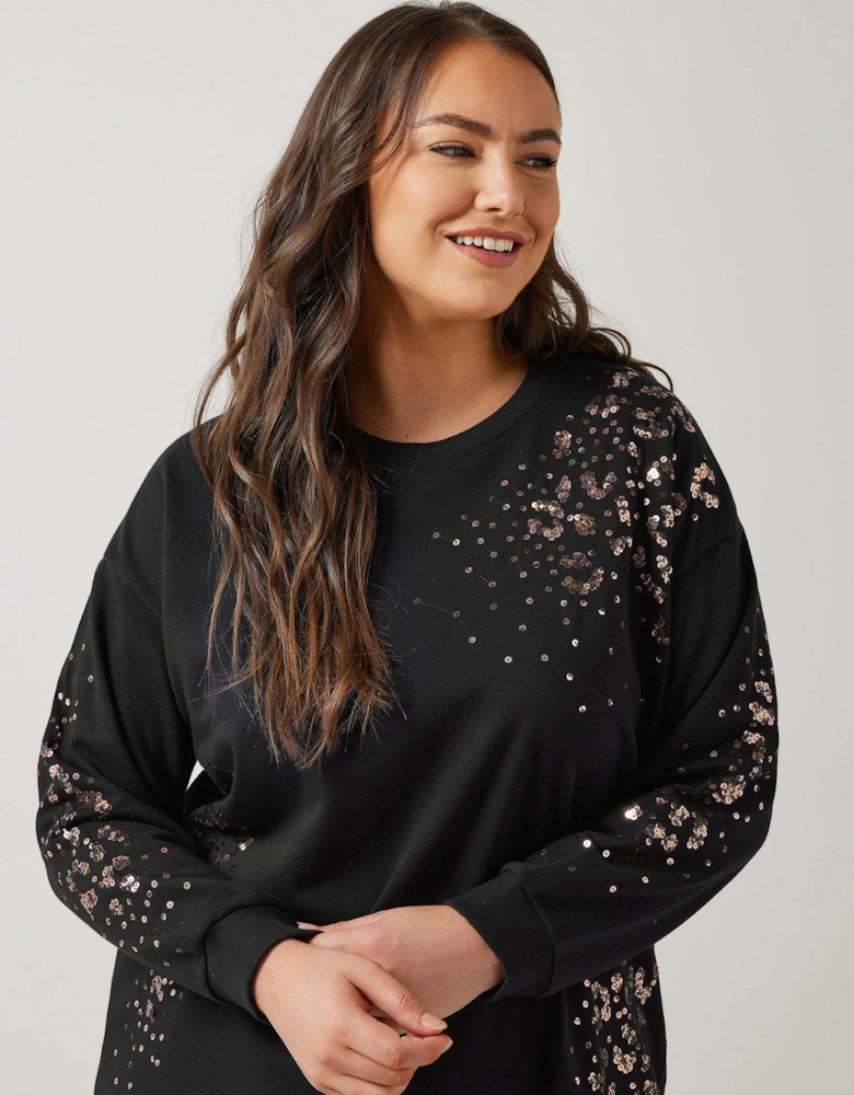 Sequin Sweatshirt - Black