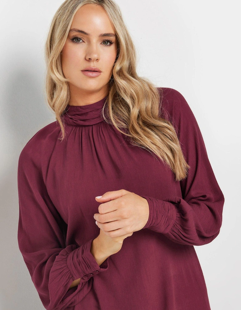 Tall High Neck Crinkle Top - Red